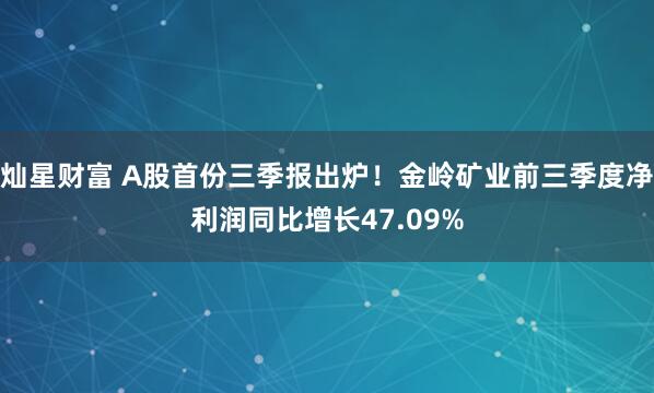 灿星财富 A股首份三季报出炉！金岭矿业前三季度净利润同比增长47.09%